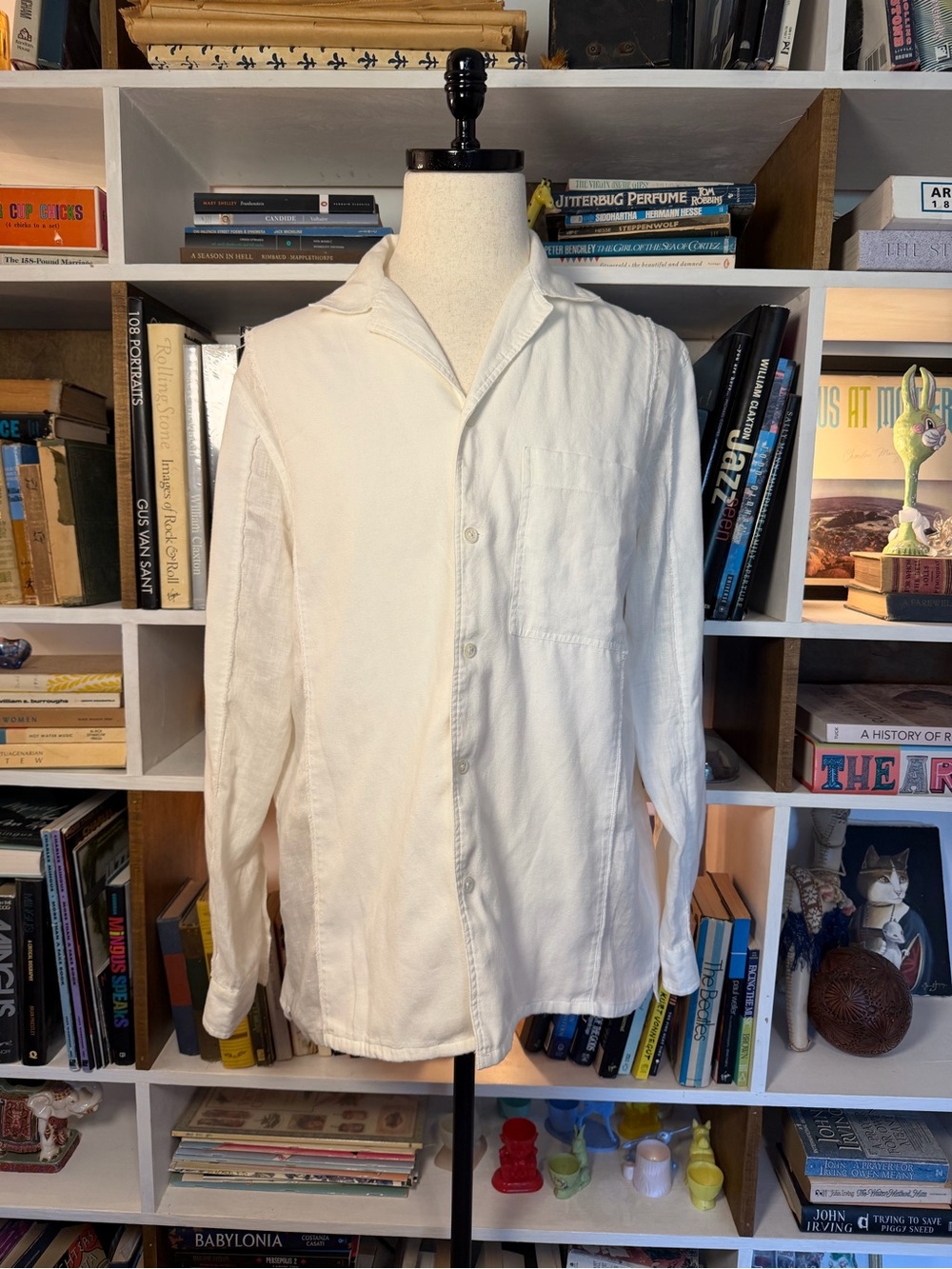 Men's White Button-Up Linen Shirt